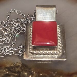 Vintage Sterling Silver Red Jasper Necklace